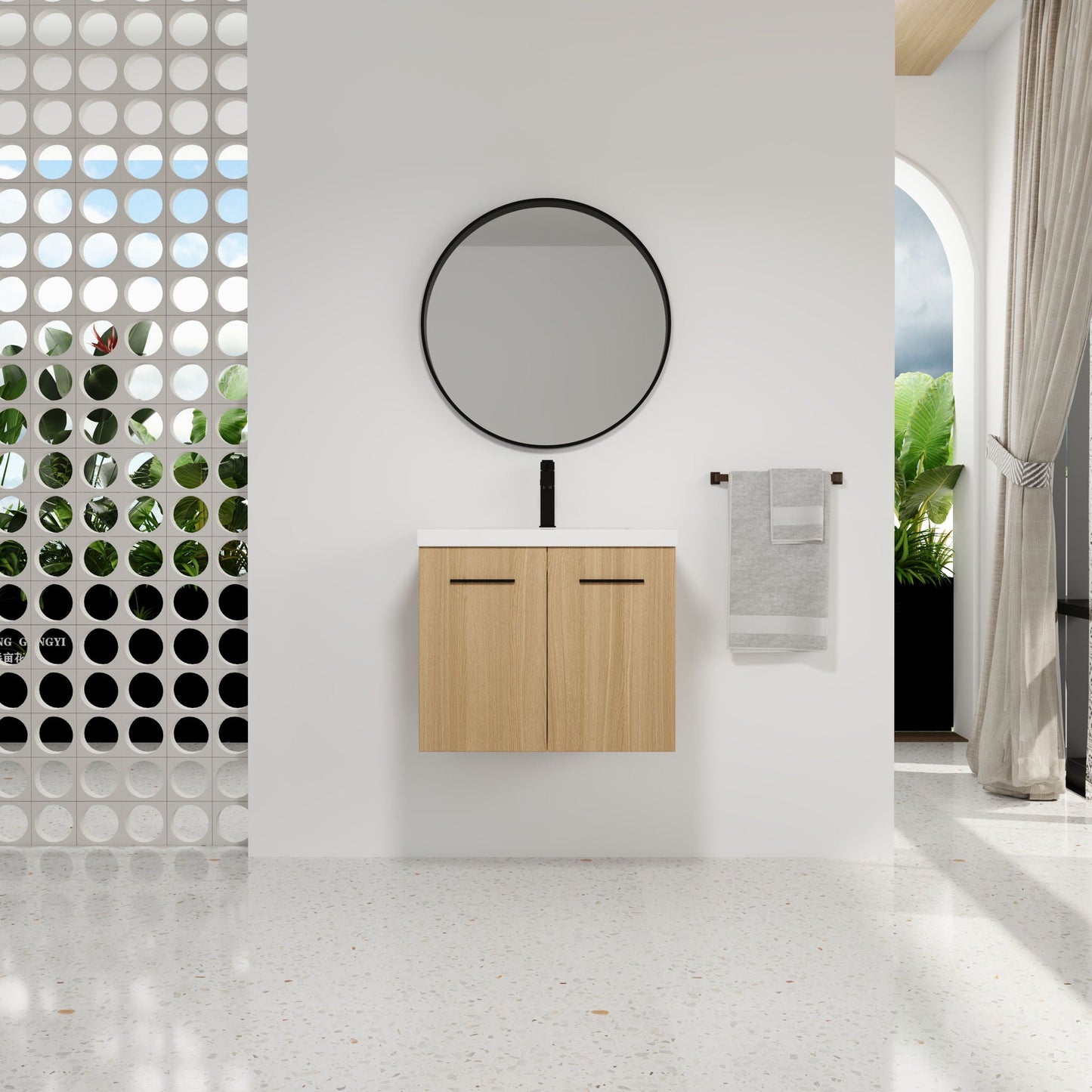 Floating Bathroom Vanity With Sink, Wall Mounted Double Door Storage