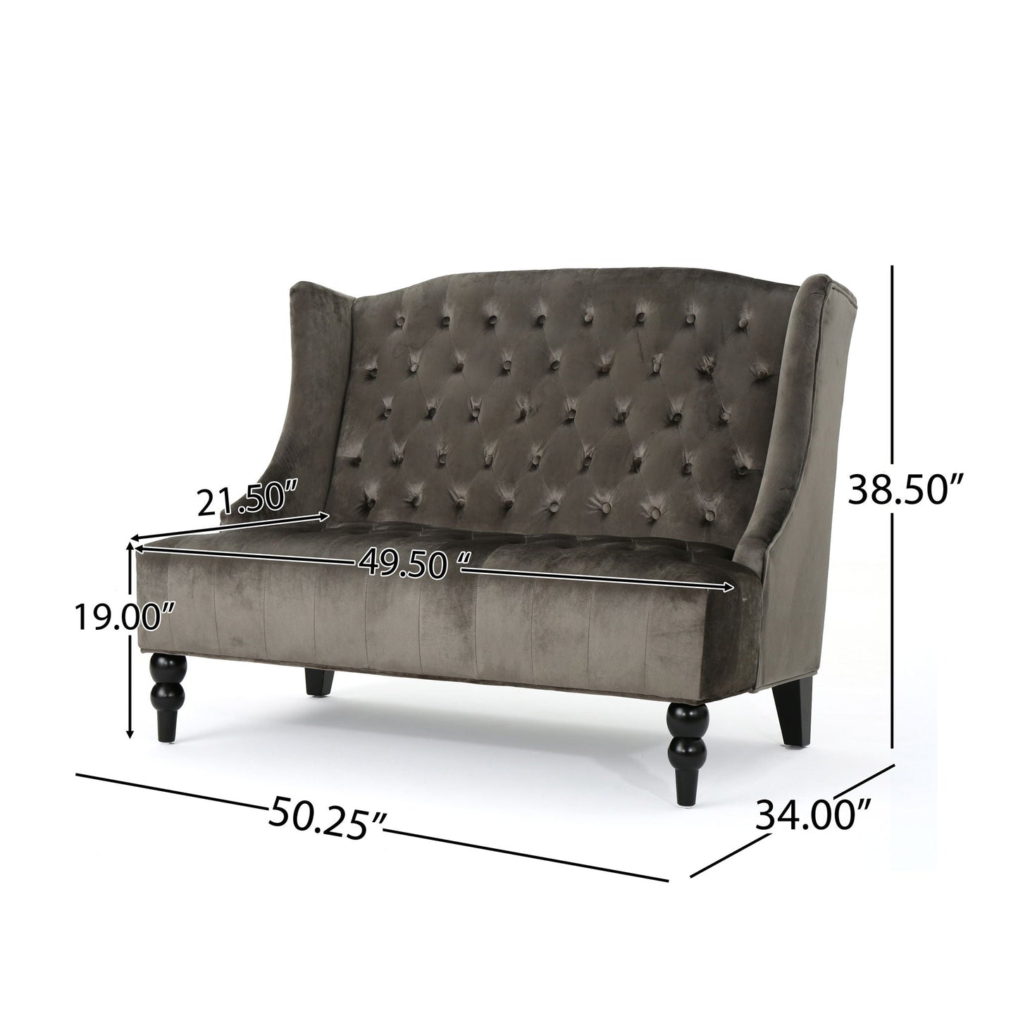 Nurturing Upholstered Loveseat With Wing Back And Diamond Tufting