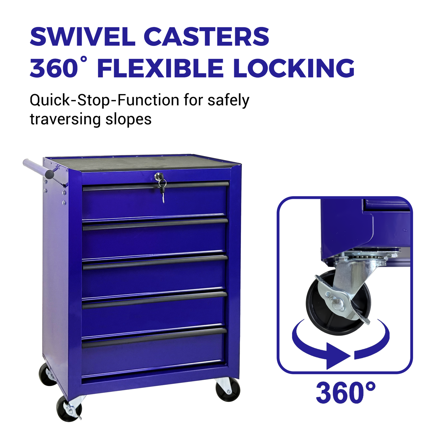 Rolling Metal Tool Chest with 5 Drawers