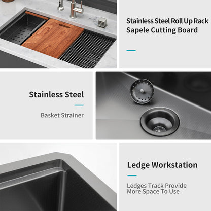Workstation Kitchen Sink, Single Bowl Undermount