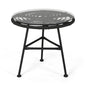 Petrichor Outdoor Side Table with Tempered Glass and Steel Frame