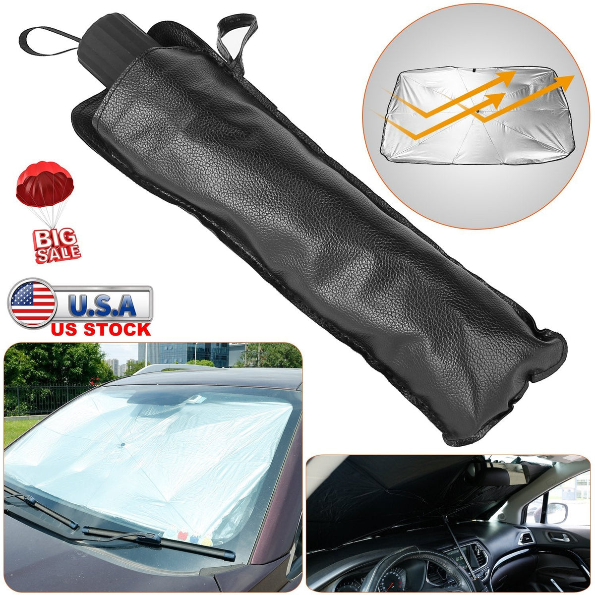 Car Sunshade Umbrella Foldable Sun Visor Protector Car Windshield Reflector Umbrella