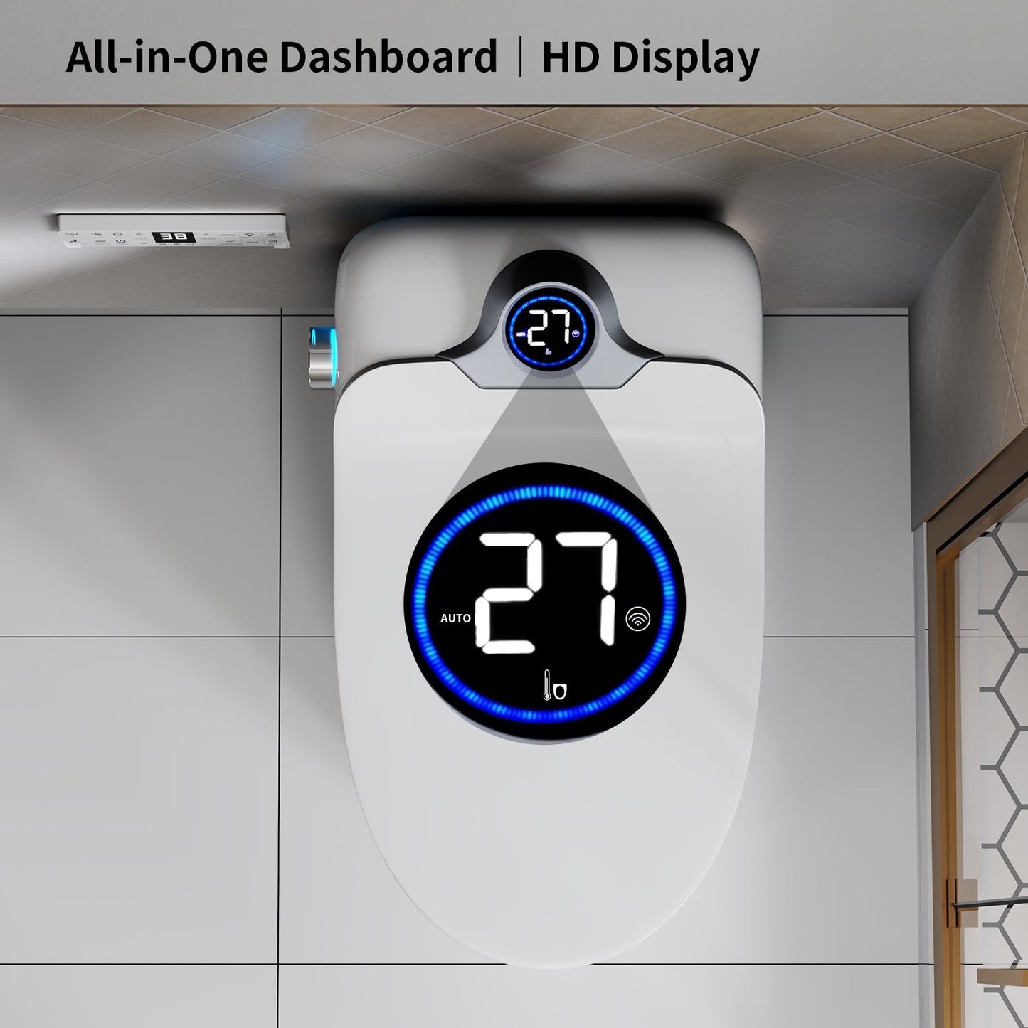 Smart Toilet Bidet Combo with Foot Sensor and Remote Control