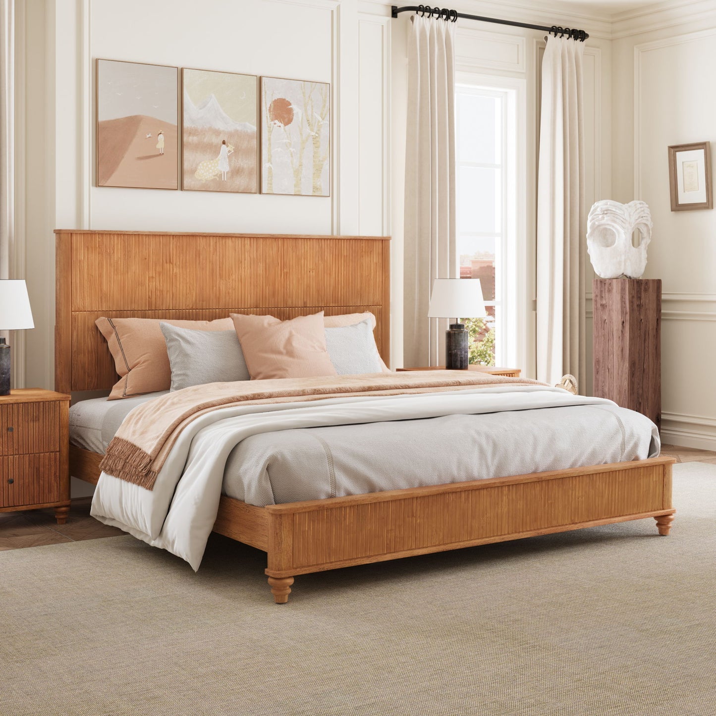 Platform Bed Frame & Tall Headboard
