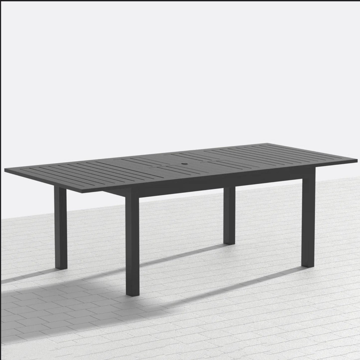 Extendable Outdoor Dining Table, All Weather, Slatted Top, Rust Proof - Gray