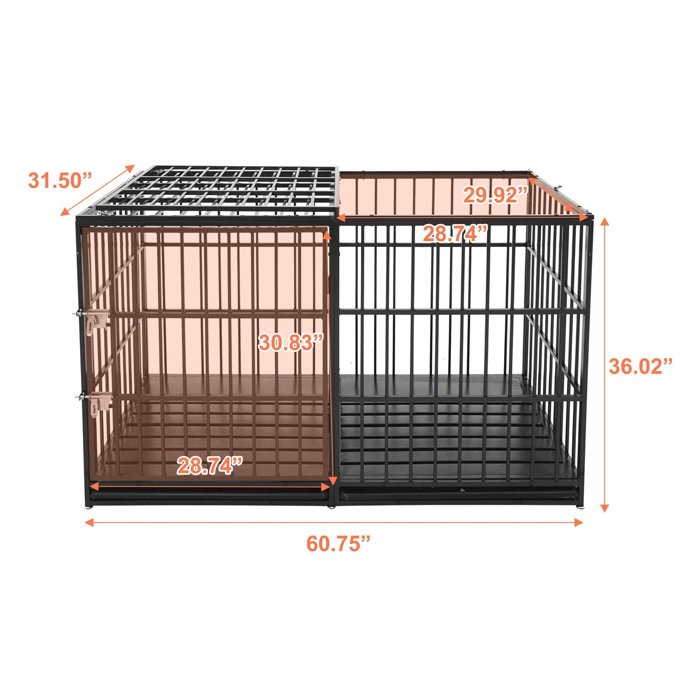 Extra Large Heavy Duty Dog Crate With Removable Pans For Dogs - Black