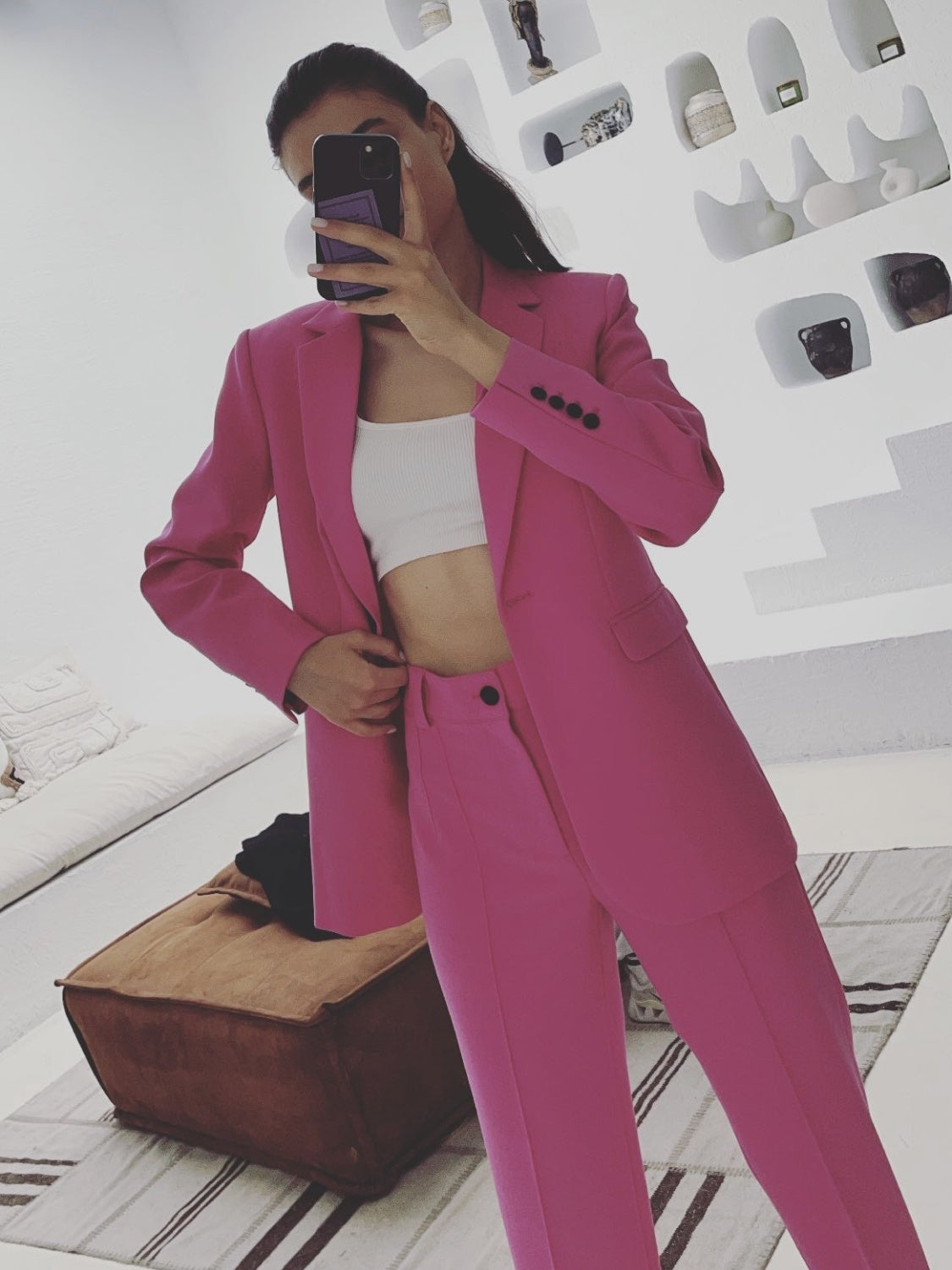 New Professional Pink Ladies Fashion Blazer pants Suit for women