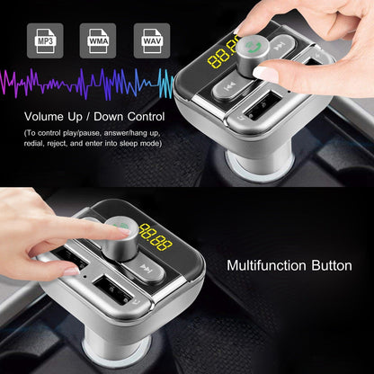 Car Wireless FM Transmitter 3.4A Dual USB Charge Hands-free Call Car MP3 Player TF Card USB Disk Reading