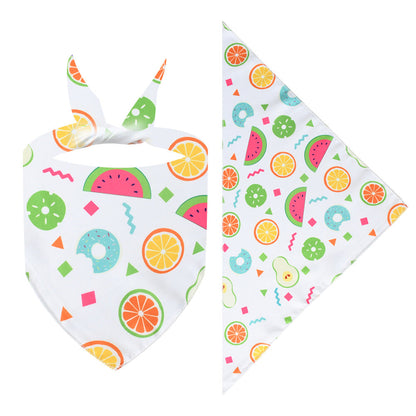 Cross-border New Cartoon Cute Pet Triangle Fresh Fruit Polyester Printed Cat And Dog Saliva Towel Scarf Wholesale