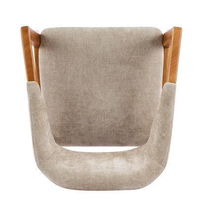 Indoor Upholstered Dining Chair Set of 2 - Oatmeal / Teak
