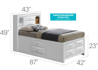 Modern Design Storage Bed With Bookcase Headboard