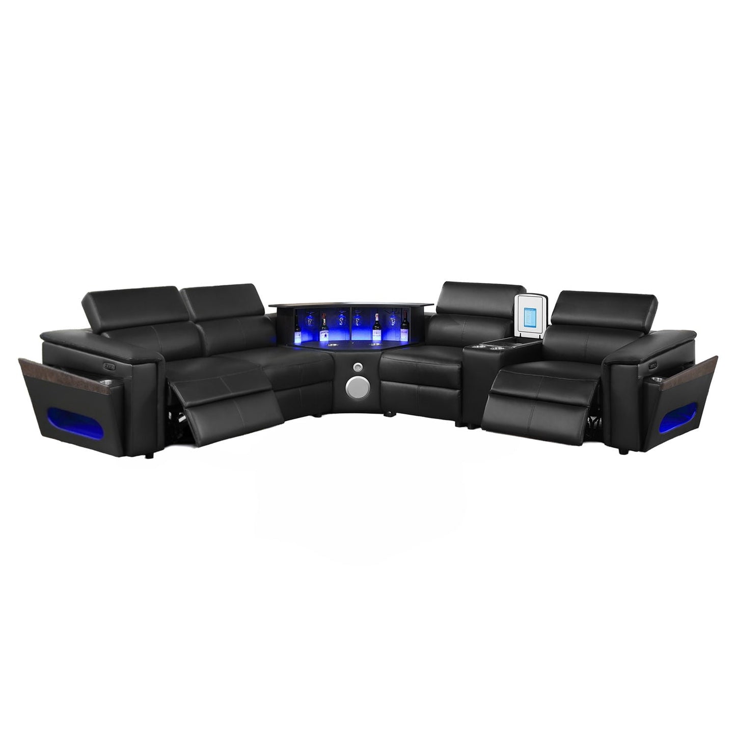 Nova - Sectional With Bluetooth Speaker, LED And Lifting Wine Cabinet
