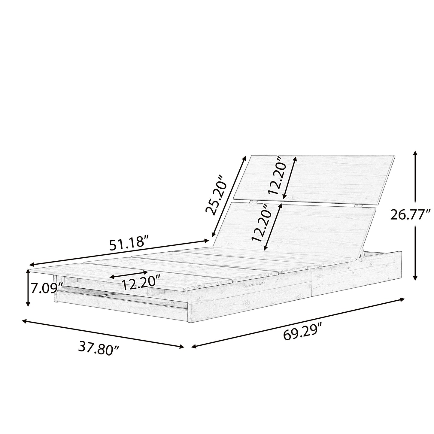 Acacia Wood Outdoor Chaise Lounge