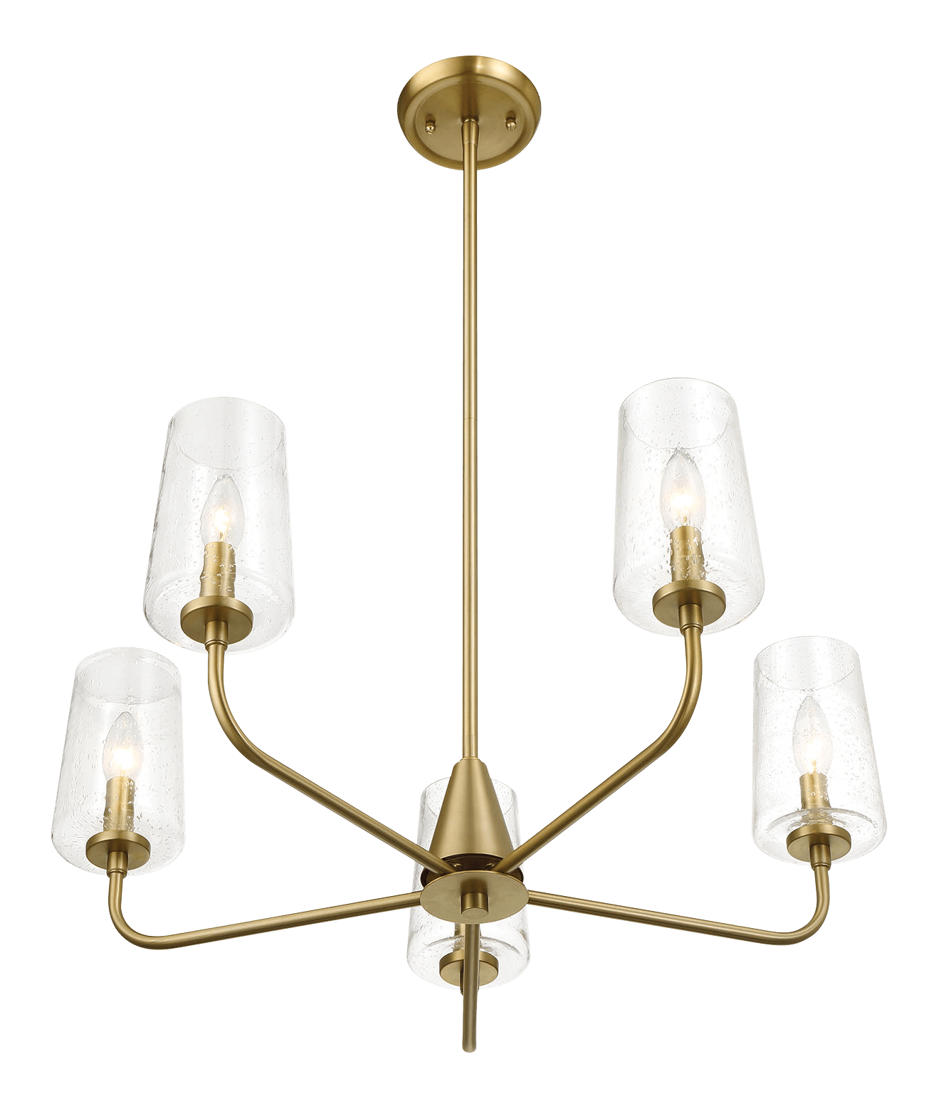 Dazzle Five Lights Chandelier With Clear Seeded Glass - Satin Brass