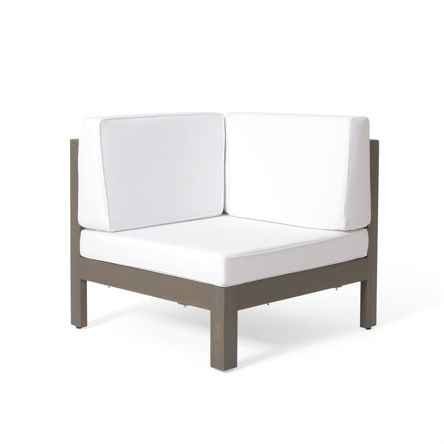 OANA Outdoor Wooden Sectional Set with Cushions, White