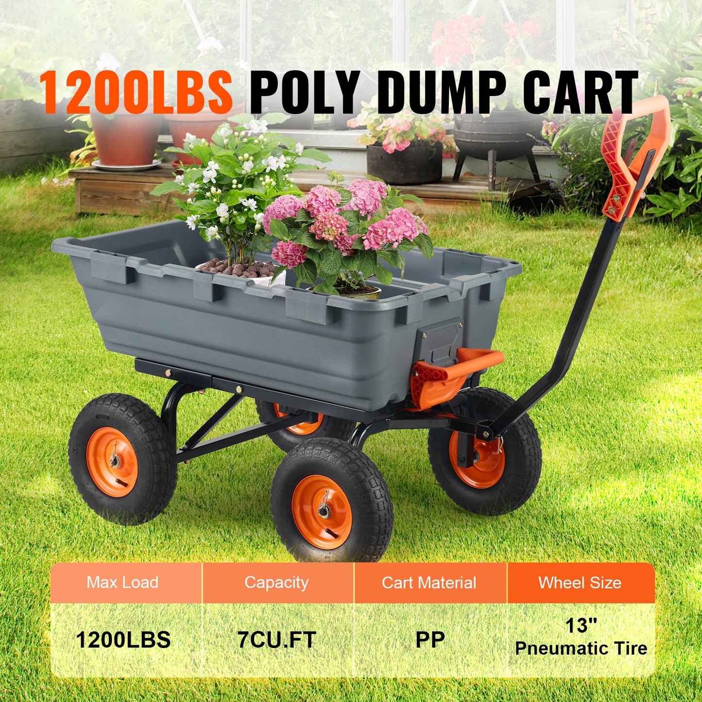 Dump Cart with Poly Body and Steel Frame