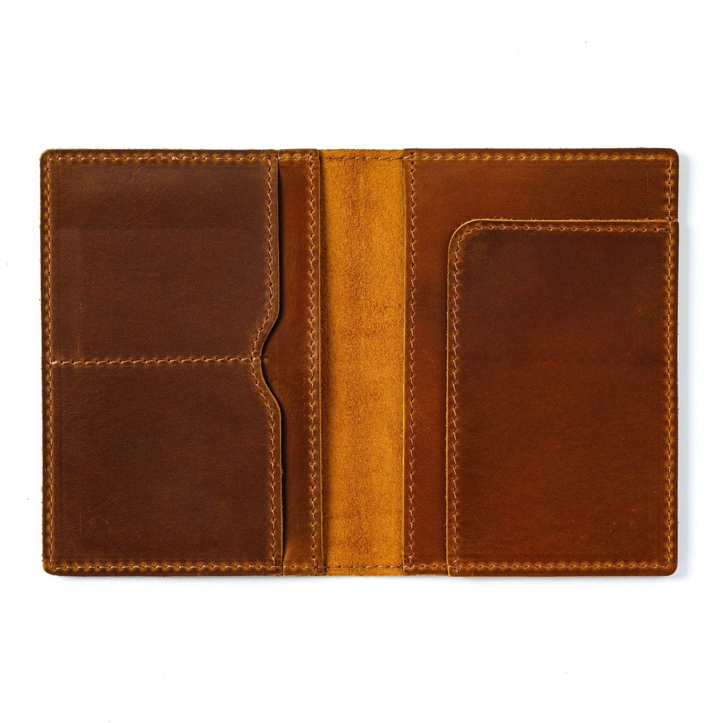 First-layer Cowhide Vintage Handmade Passport Holder Document Organizer Protective Case