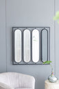 Large 4 Oval Wall Mirror With Square Frame, Home Decor For Living Room, Bedroom, Entryway, Office - Black