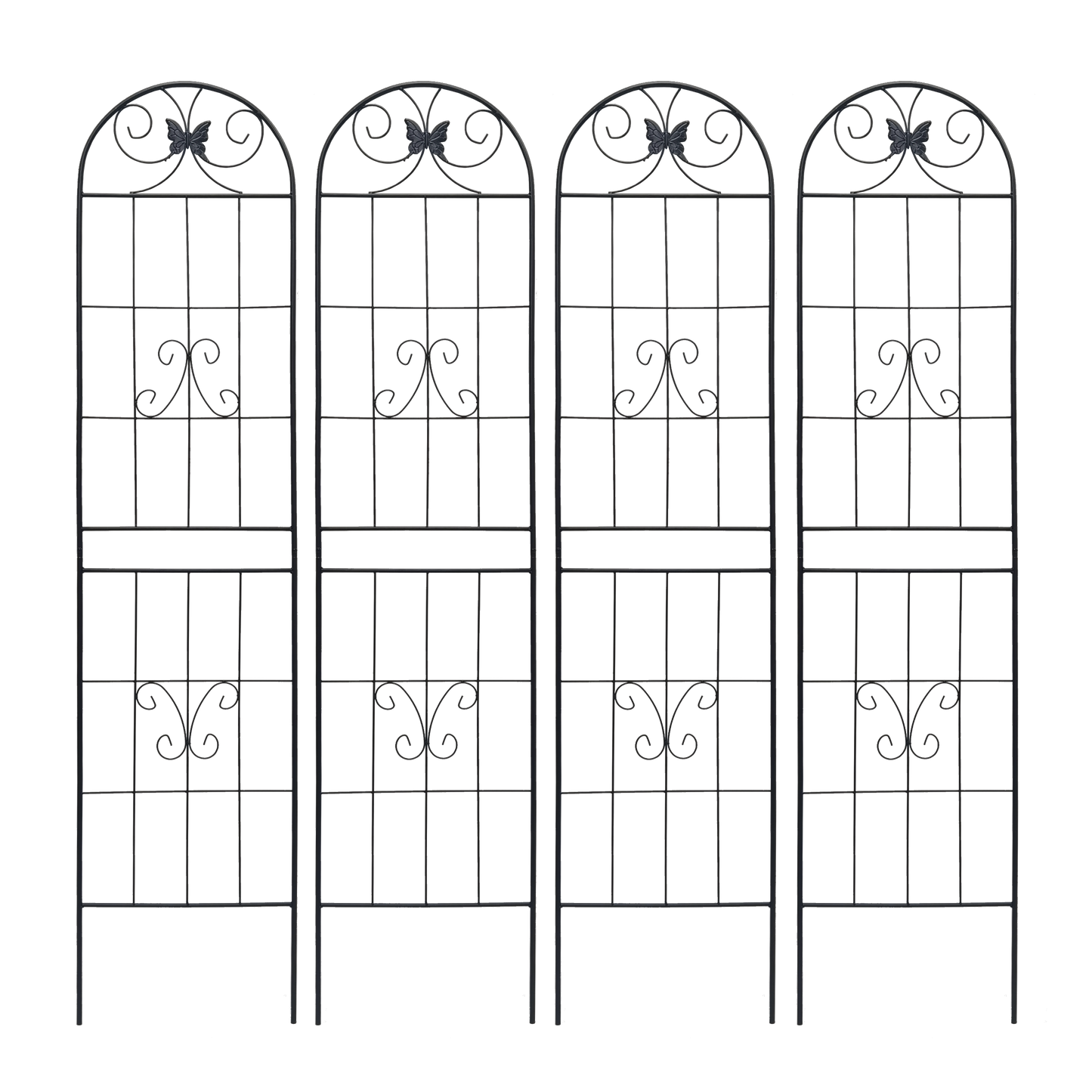 4 Pack Metal Garden Trellis 86.7" x 19.7" Rustproof Trellis for Climbing Plants Outdoor Flower Support Black