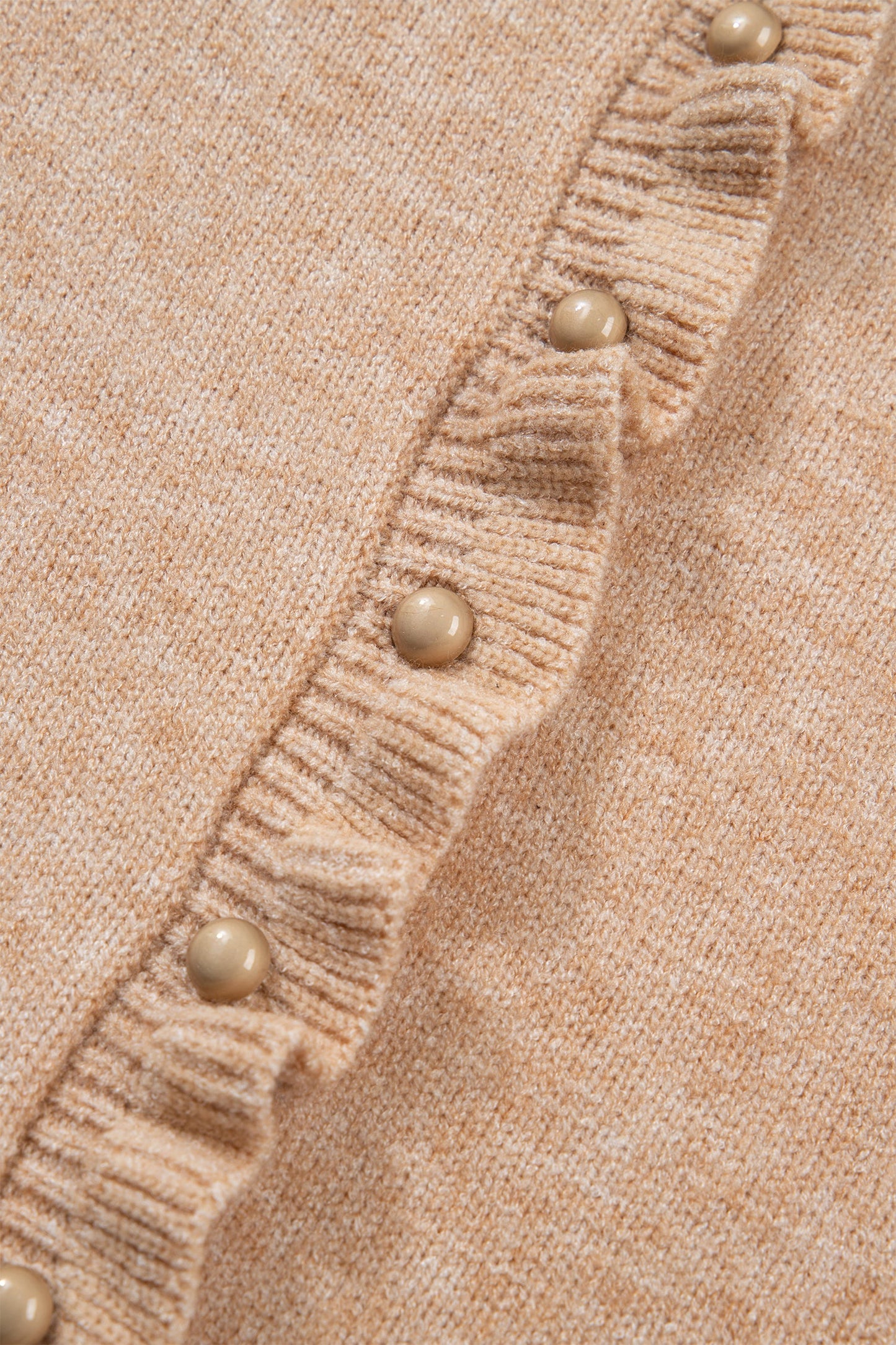Yamileth Oatmeal Ruffle Trim Sweater