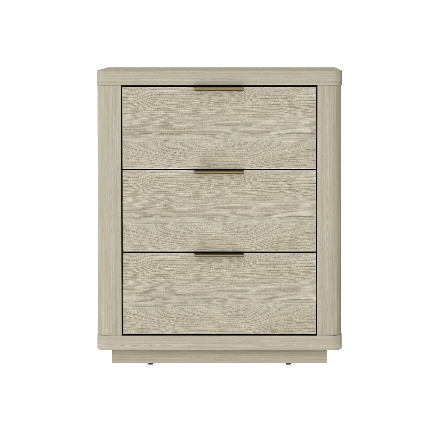 Evelyn - Nightstand With 3 Drawers, Smooth Rounded Edges