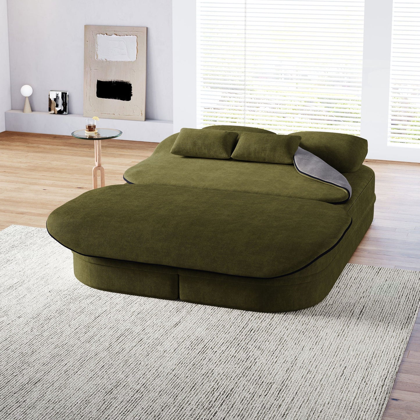 2 In 1 Foldable Sofa Bed With Multi Functional Blanket, Floor Lounge Sofa