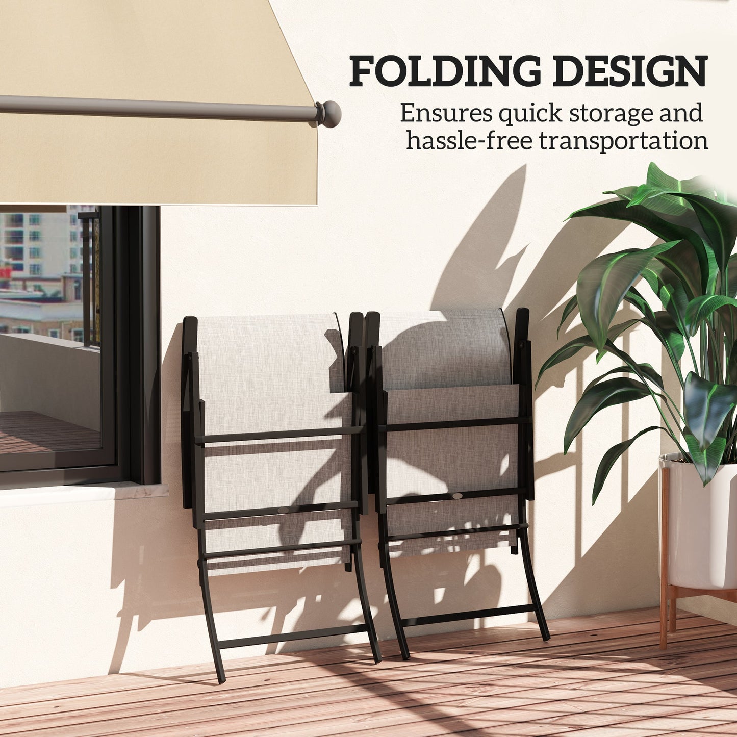 Outsunny Folding Patio Chairs Set of 2, Portable Outdoor Dining Chairs with High Back, Armrests