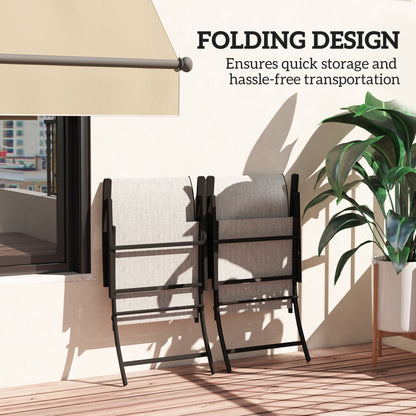 Outsunny Folding Patio Chairs Set of 2, Portable Outdoor Dining Chairs with High Back, Armrests
