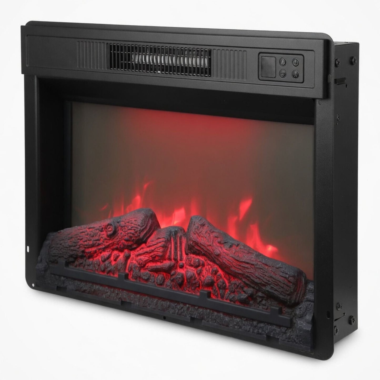 Electric Fireplace Insert Heater With Multicolor Flames, Remote Control - Black