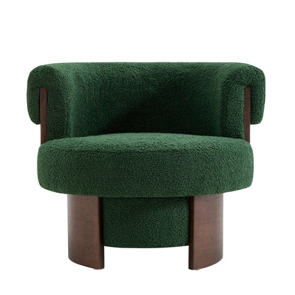 Modern 32" Wide Curved Sculptural Swivel Barrel Chair