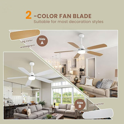 Indoor Modern 52 Inch Ceiling Fan with 6-Speed Remote and LED Light