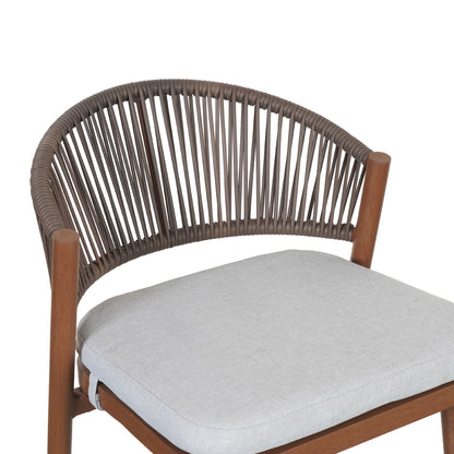 Outdoor Bar Height Metal Frame Counter Stools with Scallop-Shaped Backrest & Water-Resistant Cushions