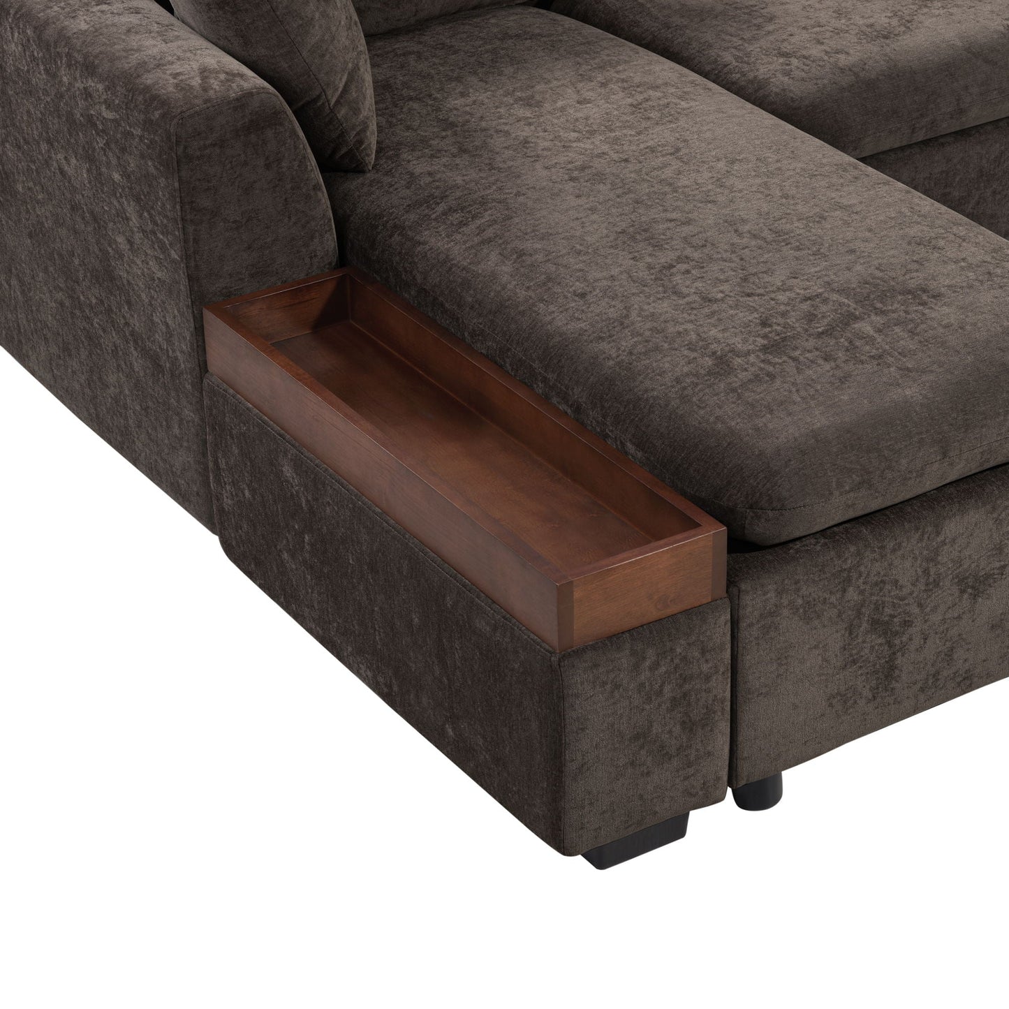 Modern L Shaped Sectional Sofa With Upholstery And Wooden Storage