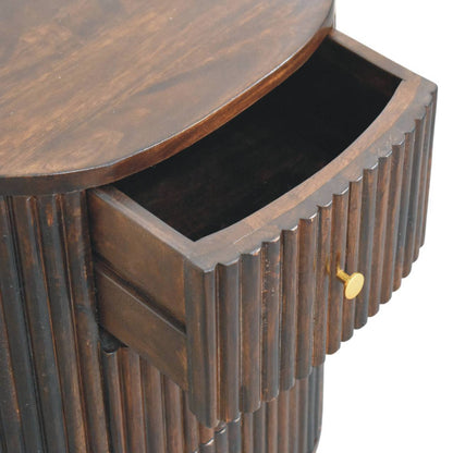Solid Wood Curved Fluted 3-Drawer Drum Chest