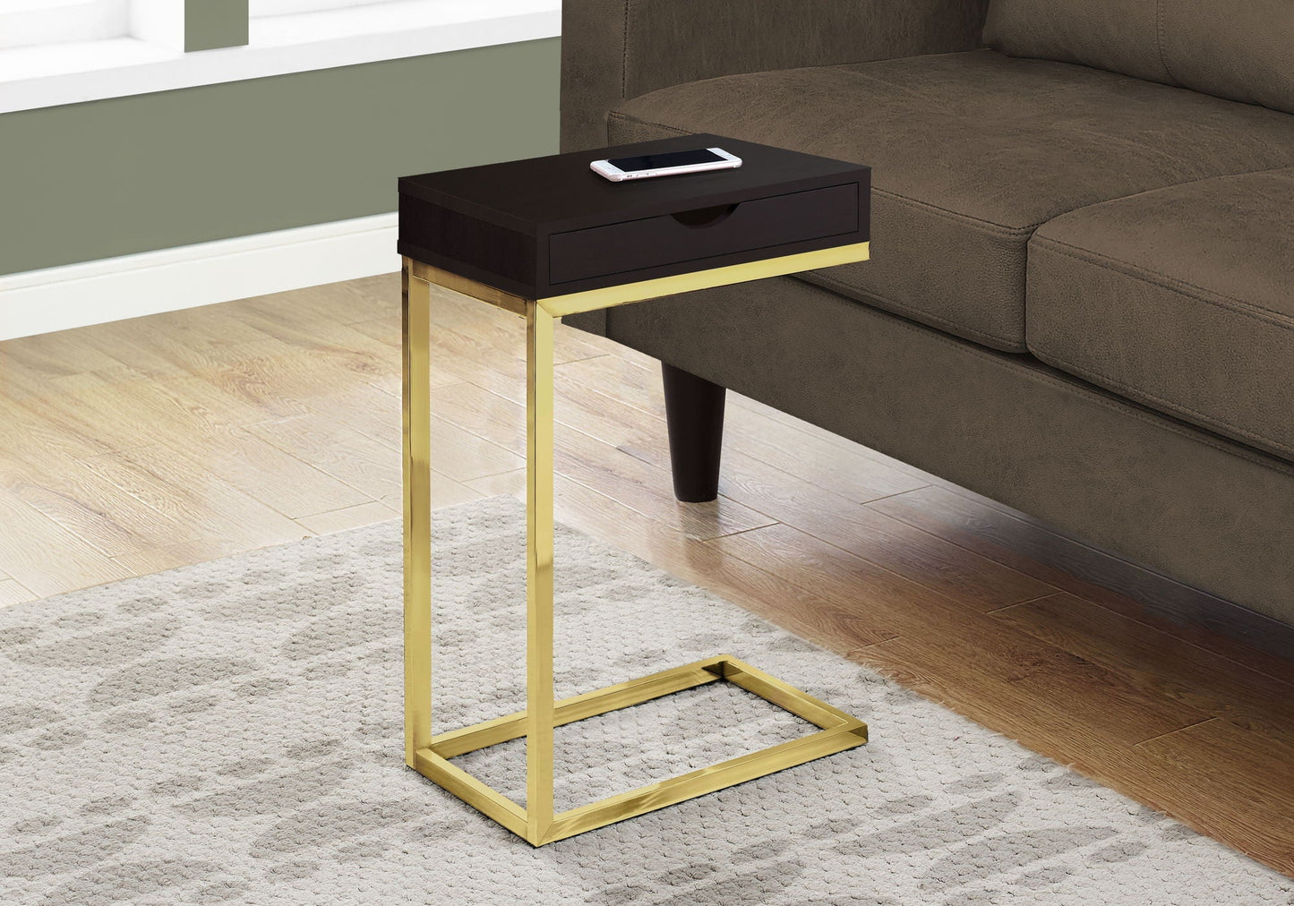 Accent Table, C-Shaped Contemporary & Modern Elegant Design