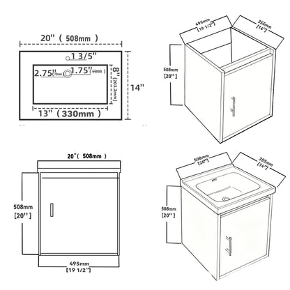 20 Inch Floating Bathroom Vanity with Sink, Soft-Close Door, Ceramic Sink, Plywood