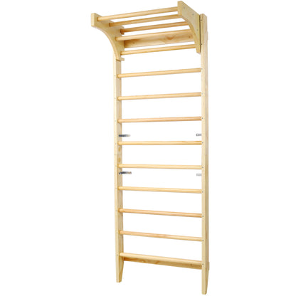 Swedish Ladder, Stall Bars Set For Physical Therapy & Gymnastics - Natural