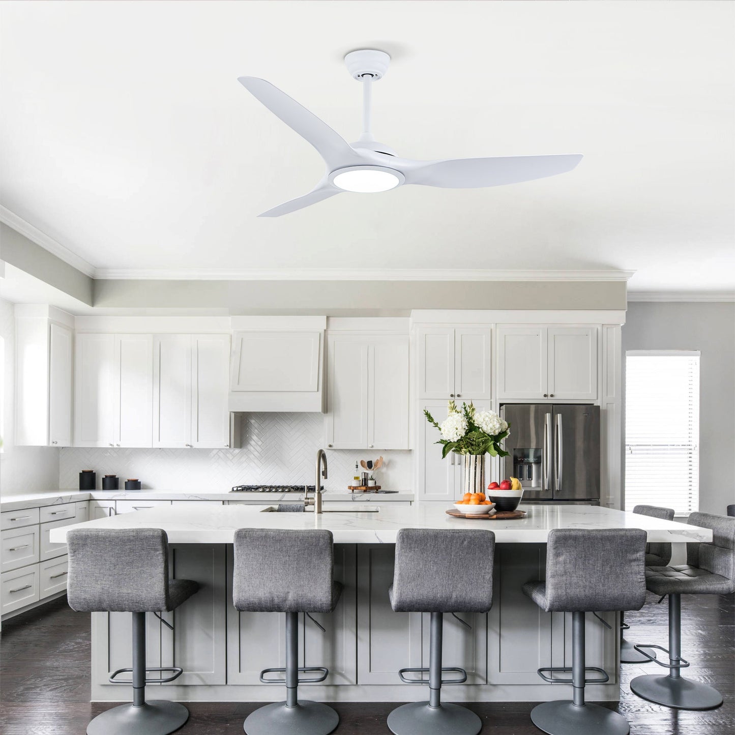 52 Inch ABS Blades Ceiling Fan with LED Light Kit