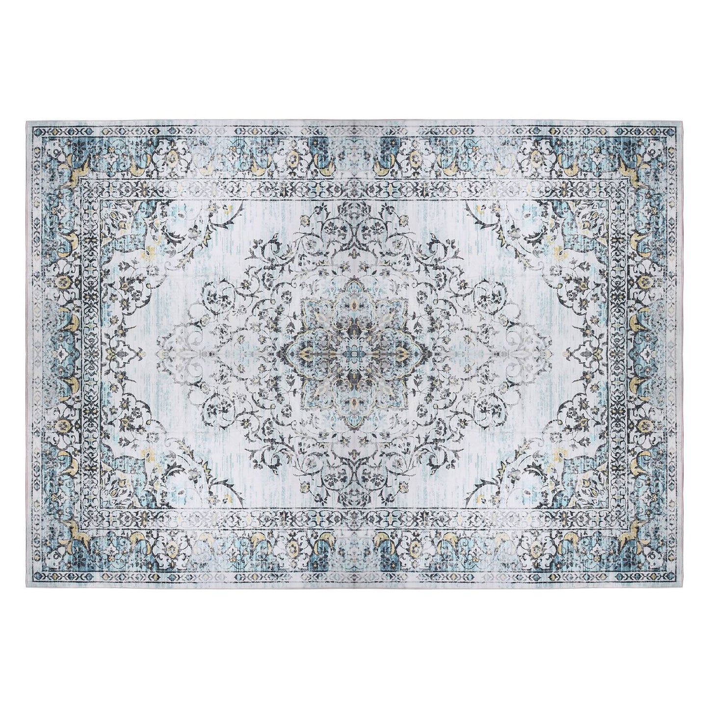 8x10FT VintageÊArea Rug Modern Non Slip Carpet Boho Low Pile Soft Rug Waterproof Machine Washable Rug for Living Room BedroomÊKitchen Dining Room Unde