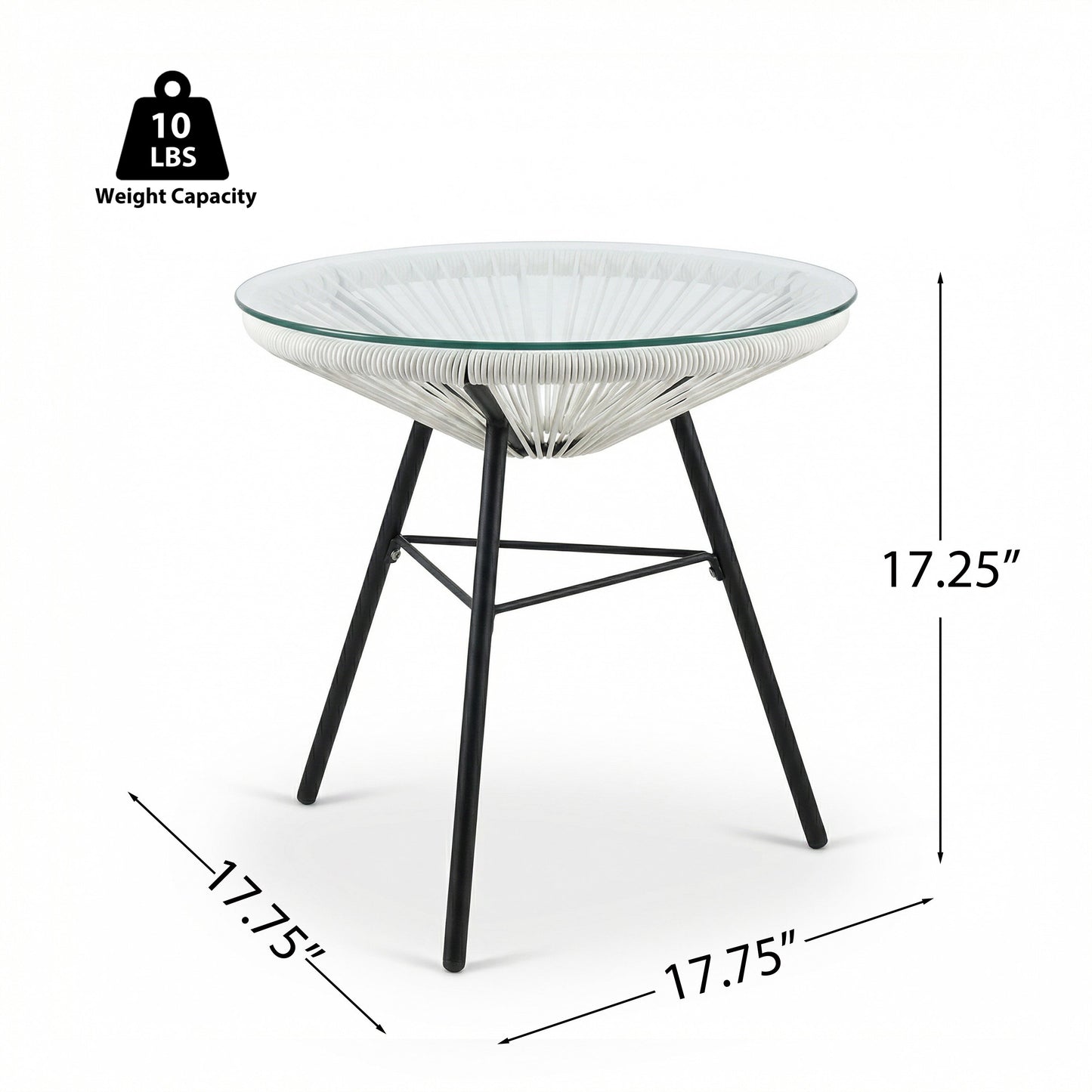 Nusa Outdoor Synthetic Wicker Glass-Top Side Table