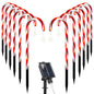 Solar Christmas Candy Cane Lights with 12 Candies 72LEDs Outdoor Christmas Decorations IP44 Waterproof Flickering Pathway Markers String Lights with 8