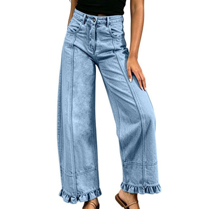 New Stylish Casual Loose-fit Wide-leg Denim Pants For Women