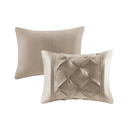 7 Piece Tufted Comforter Set Taupe Queen