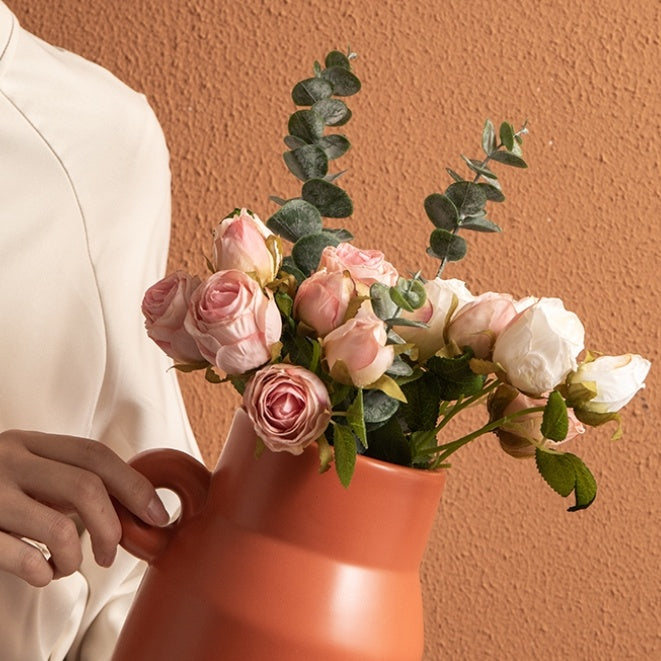 Creative Large Diameter Ceramic Storage Tank Art Single Ear Vase