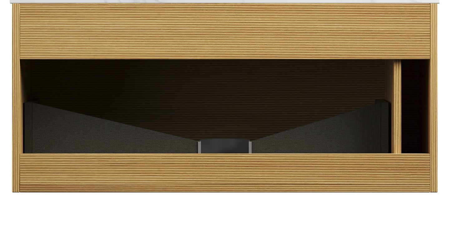 Nyah 36'' Wall-Mounted Cabinet with Drawer, Light Woodgrain Color