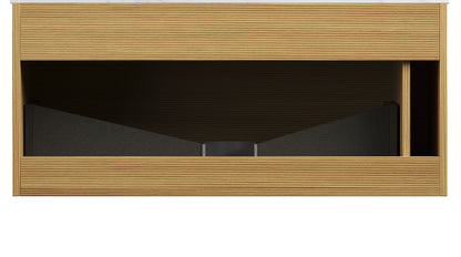 Nyah 36'' Wall-Mounted Cabinet with Drawer, Light Woodgrain Color