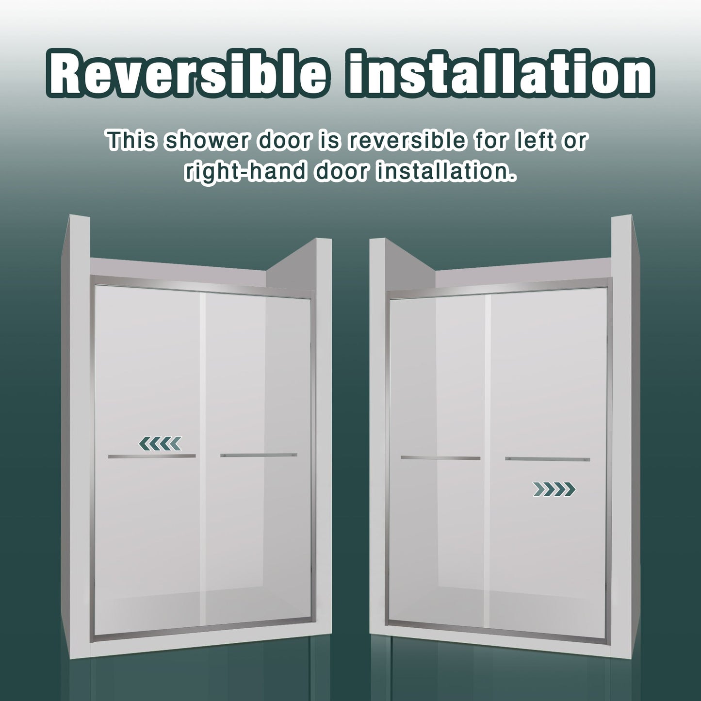 56-60"x74" Aluminum Frame Double Sliding Shower Door