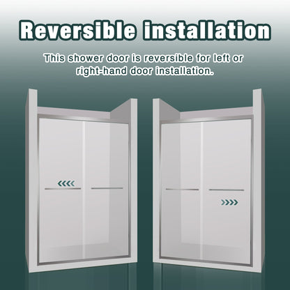 56-60"x74" Aluminum Frame Double Sliding Shower Door