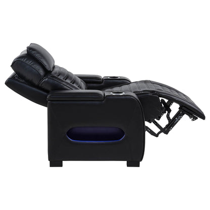 Zuma Faux Leather Upholstered Dual Power LED Recliner Black