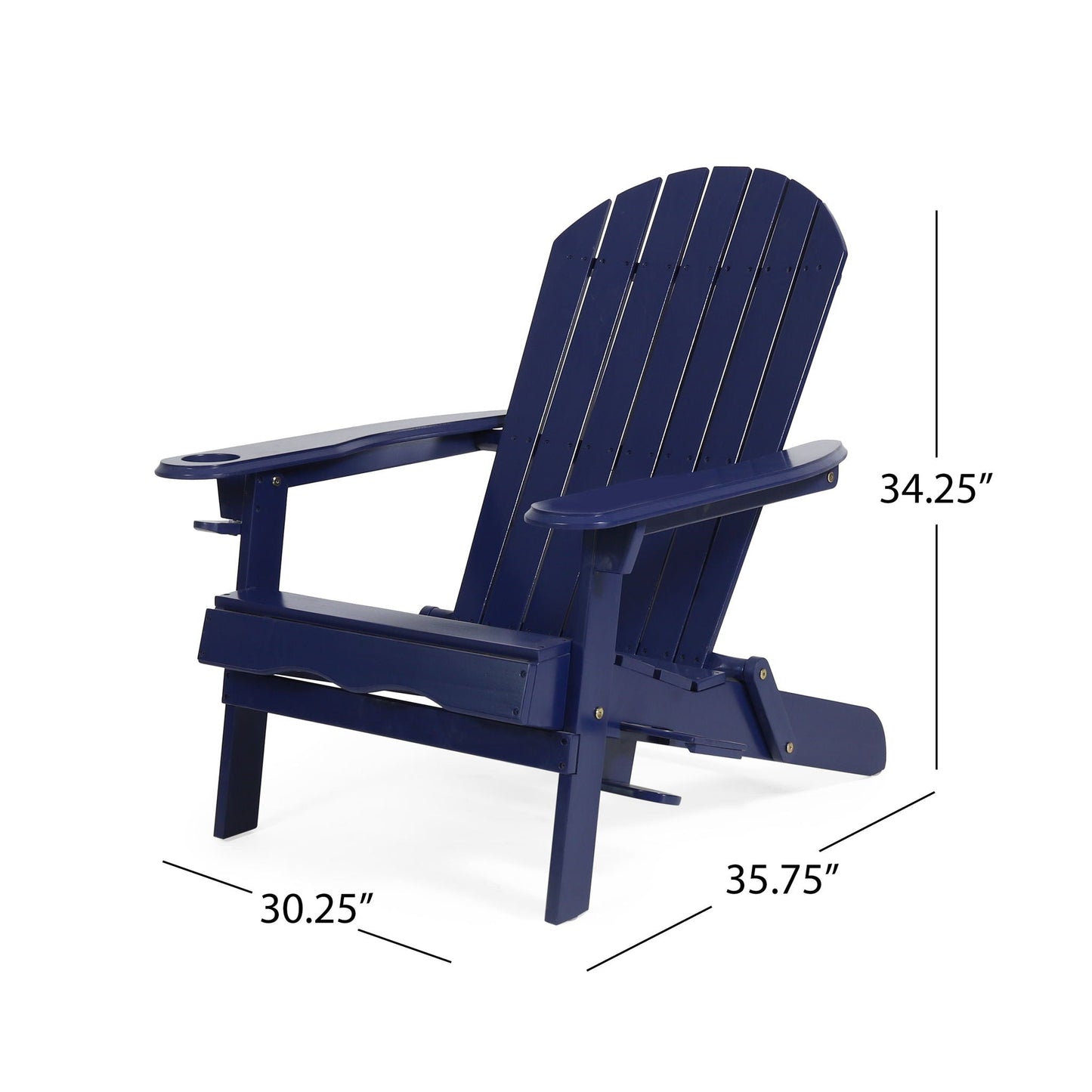 Zenithia Outdoor Foldable Adirondack Chair with 2 Cup Holders